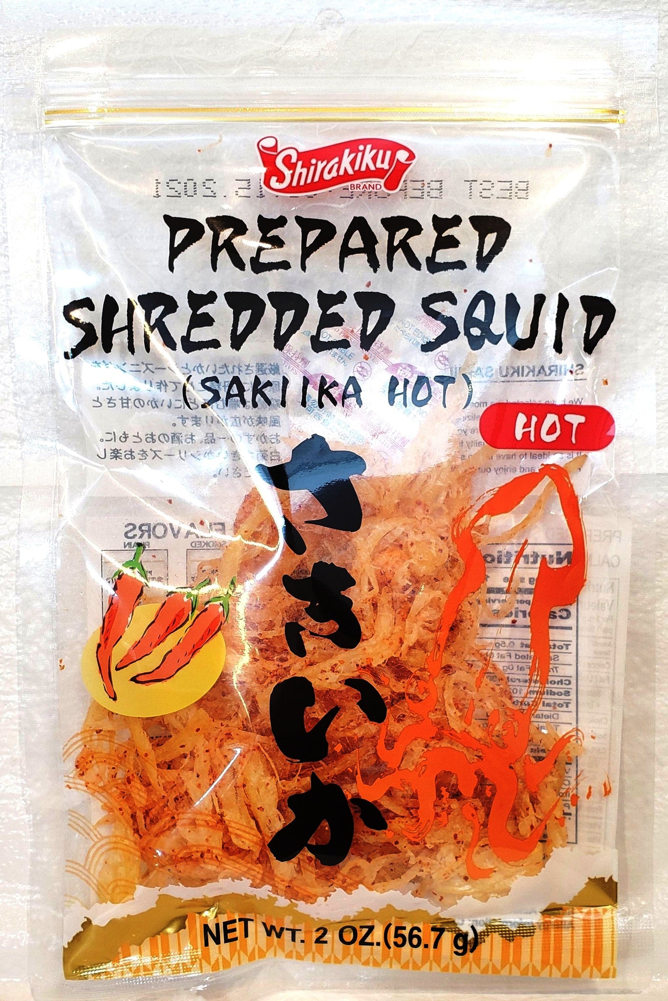 Shirakiku prepared shredded hot squid 白菊印烤辣魷魚𢇁